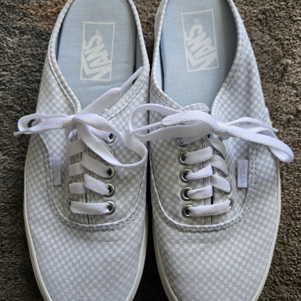 Vans Checkered Sneakers in Blue and White